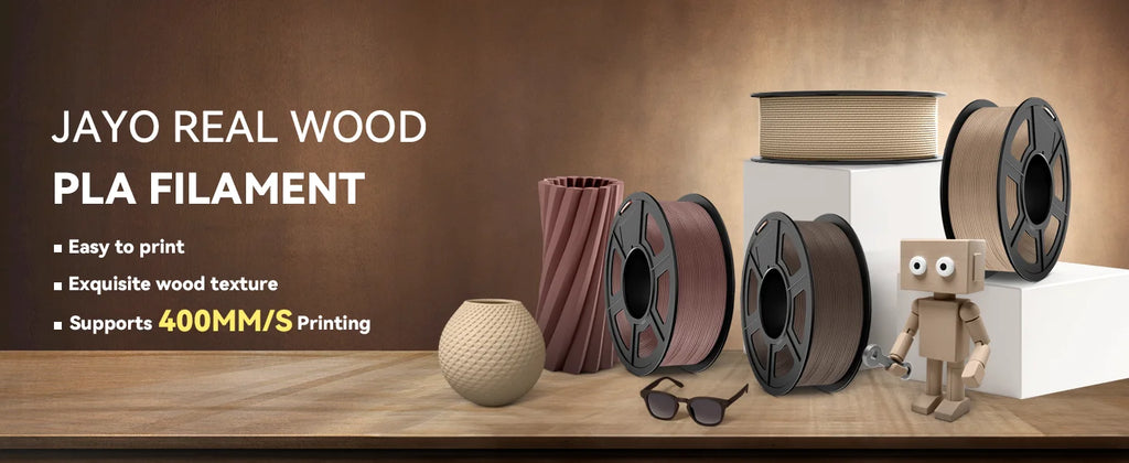 JAYO 3D Wood PLA Printer Filament 1.75mm  1.1KG 15% Real Wood Fibers Dimensional Accuracy +/- 0.02mm Fits Most FDM 3D Printers