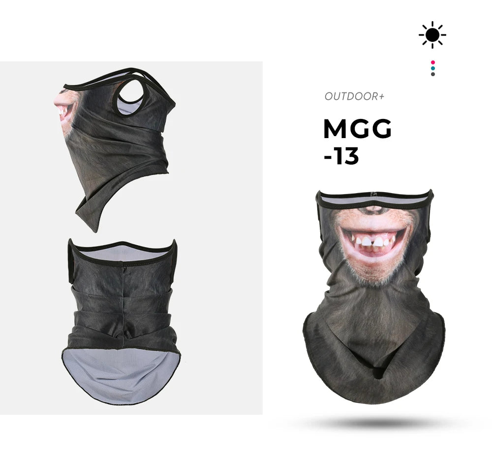 3D Animals Magic Scarf Bandana Breathable Neck Warmer Gaiter Hanging Ear Outdoor Sports Triangle Face Mask Neckerchief Summer