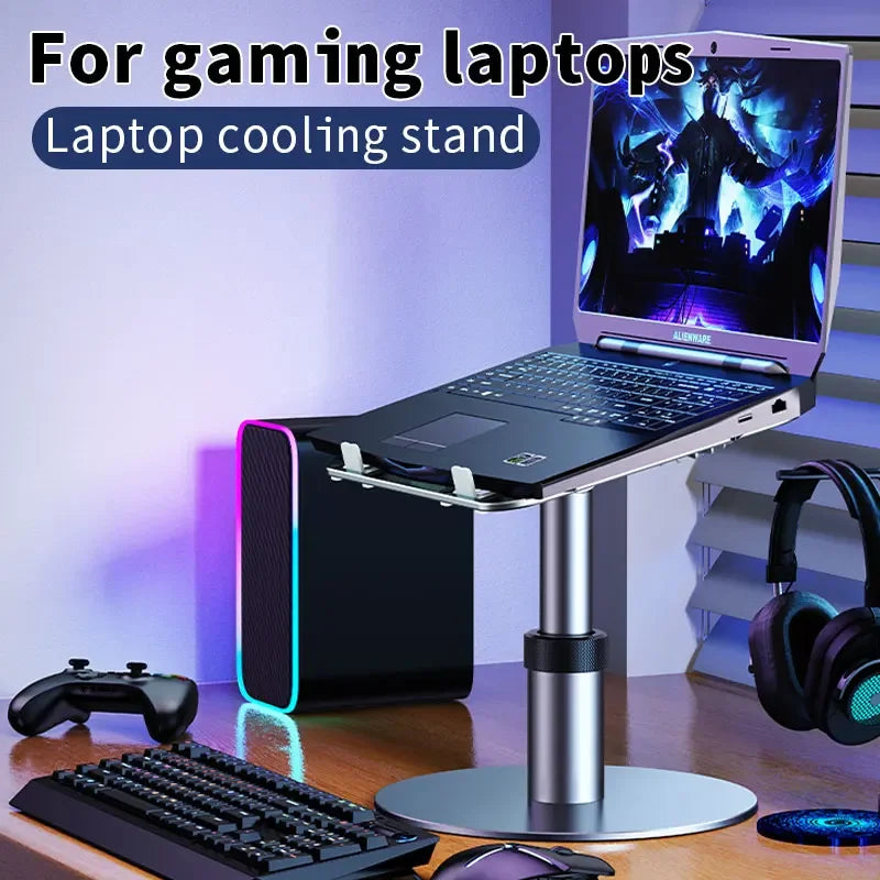 Oatsbasf Metal Laptop Stand Holder Height Adjustable Portable Laptop Table Stand 360° Rotation Desk Reading Holder for 12-17"