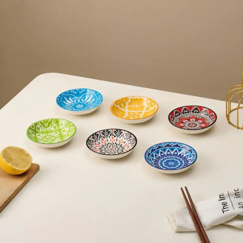 【HGPA】Ceramic Condiment Dishes, Bohemian Style Plates, Sauce Dishes, Suitable For Kitchens, Restaurants, Sushi Shops