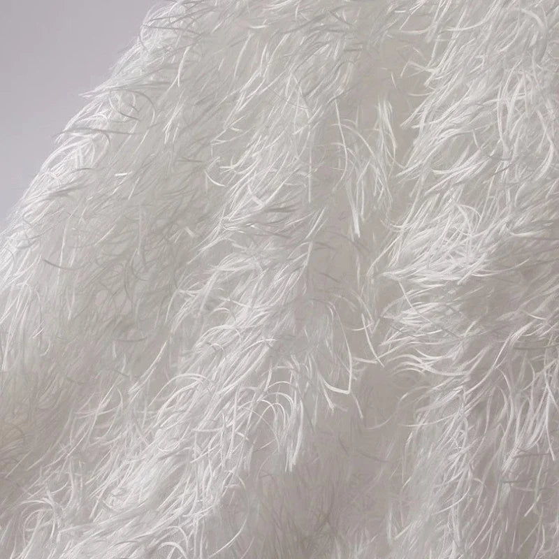 Feather Fringe Jacquard Fabric for Fashion Designers Handmade Diy Accessories By The Yard
