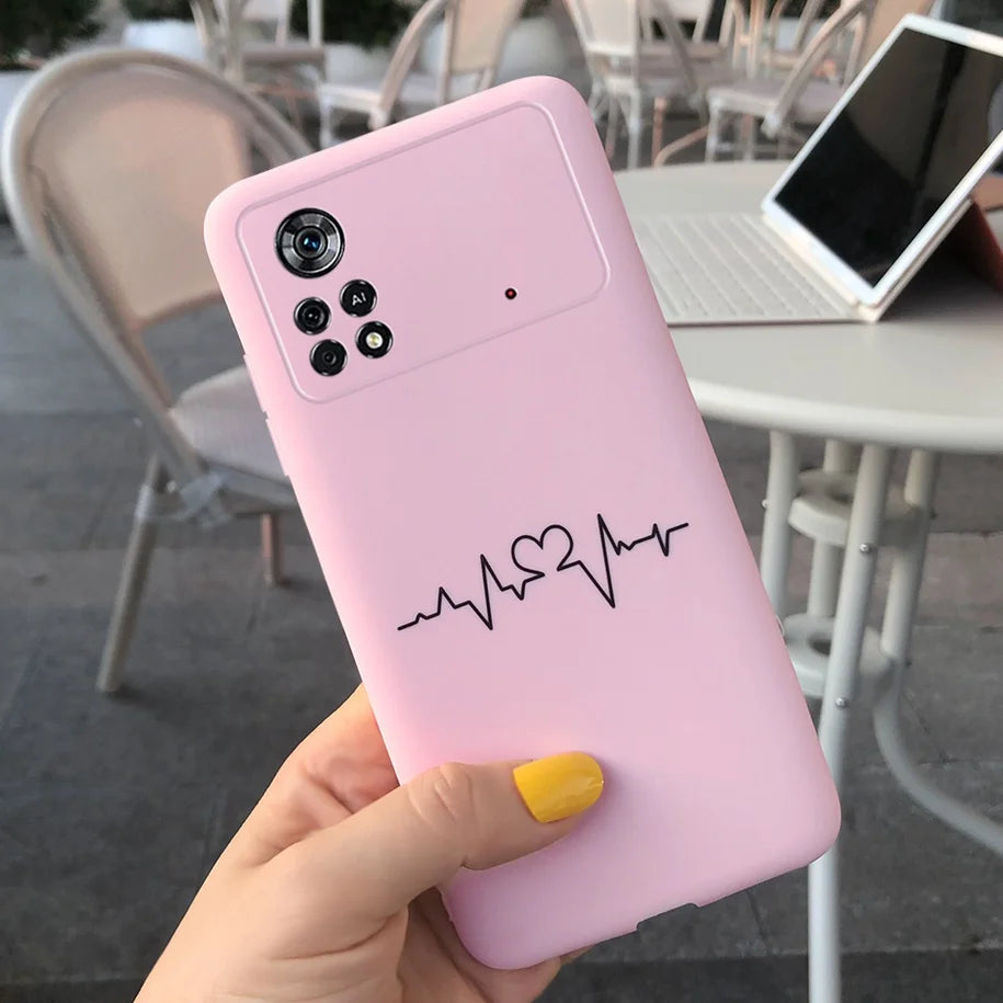 Cute Love Heart Phone Case For Xiaomi Poco X4 Pro 5G Cover Soft Silicone Matte Funda For Xiaomi Poco X4 M4 Pro 4G 5G Bumper 2022