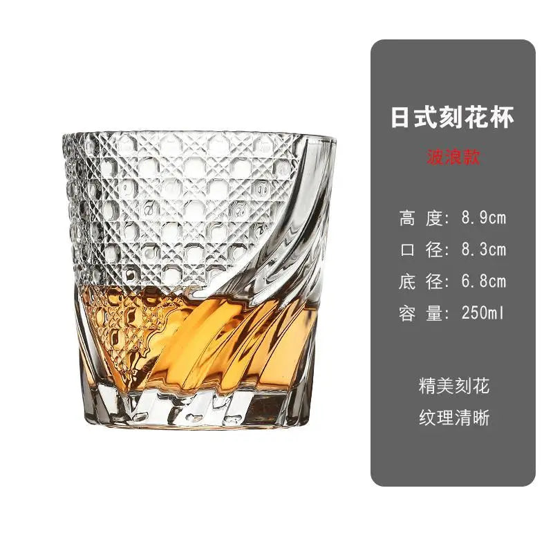 Japanese Handmade Relief Crystal Glass, High Beauty, Foreign Wine Glass, Whiskey Strong Wine Glass, Water Glass