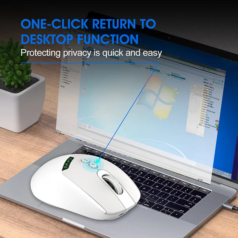 T02 Pro Wireless Mouse OLED Display,Dual Bluetooth/USB Connection,Quiet Design and Compatible with PC/Notebook