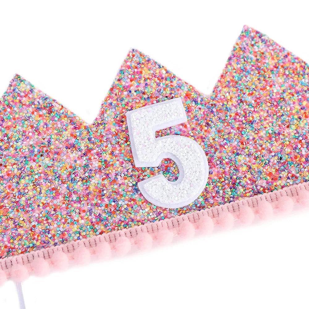 Felt Rainbow Crown Birthday Party Crowns 1st 2nd 3rd Happy Birthday Party Decor Kids Baby Shower Girls Rainbow Unicorn Party Hat