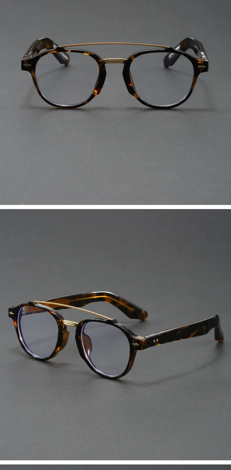 Designer Anti Blue Light Glasses Men's Retro Double Bridge Thickened Frame Fashion Optical Prescription Glasses for Women