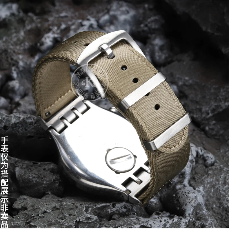 17mm 19mm 21mm Nylon WatchBand For SWATCH YVS420 YVS454 YVS451 YVS400 YVB404 Watch Strap Soft Canvas Watch Chain Men Women