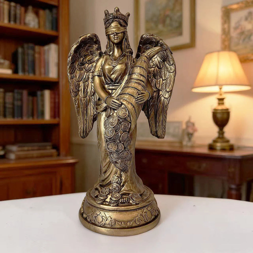 Goddess of Wealth Statue Accent Lakshmi & Fortune Deity Sculpture for Home/Office Blessing Abundance Prosperity Decor Gift