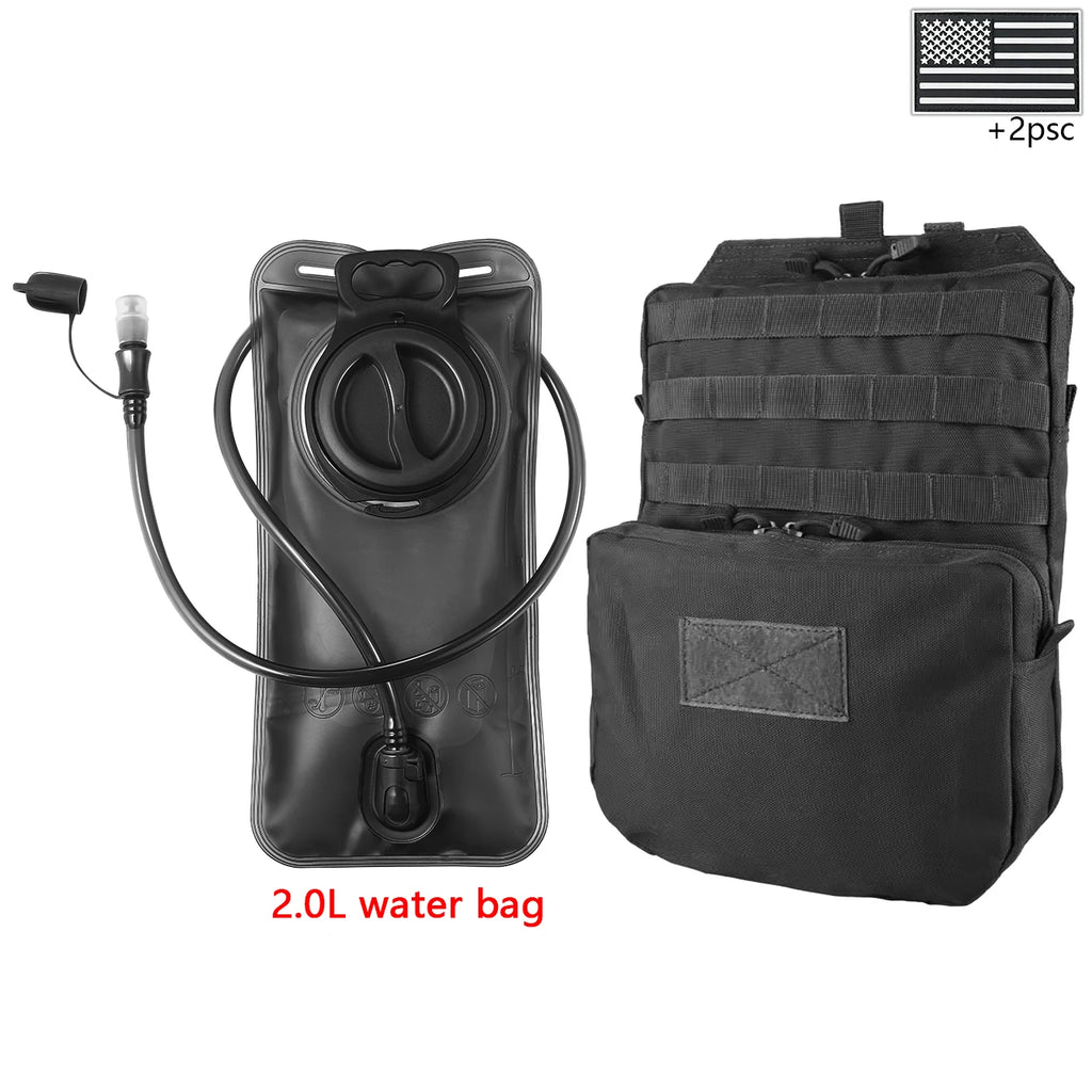 Outdoor sports drinking equipment: 2L large-capacity water bag + molle backpack, suitable for hiking, camping, and cycling
