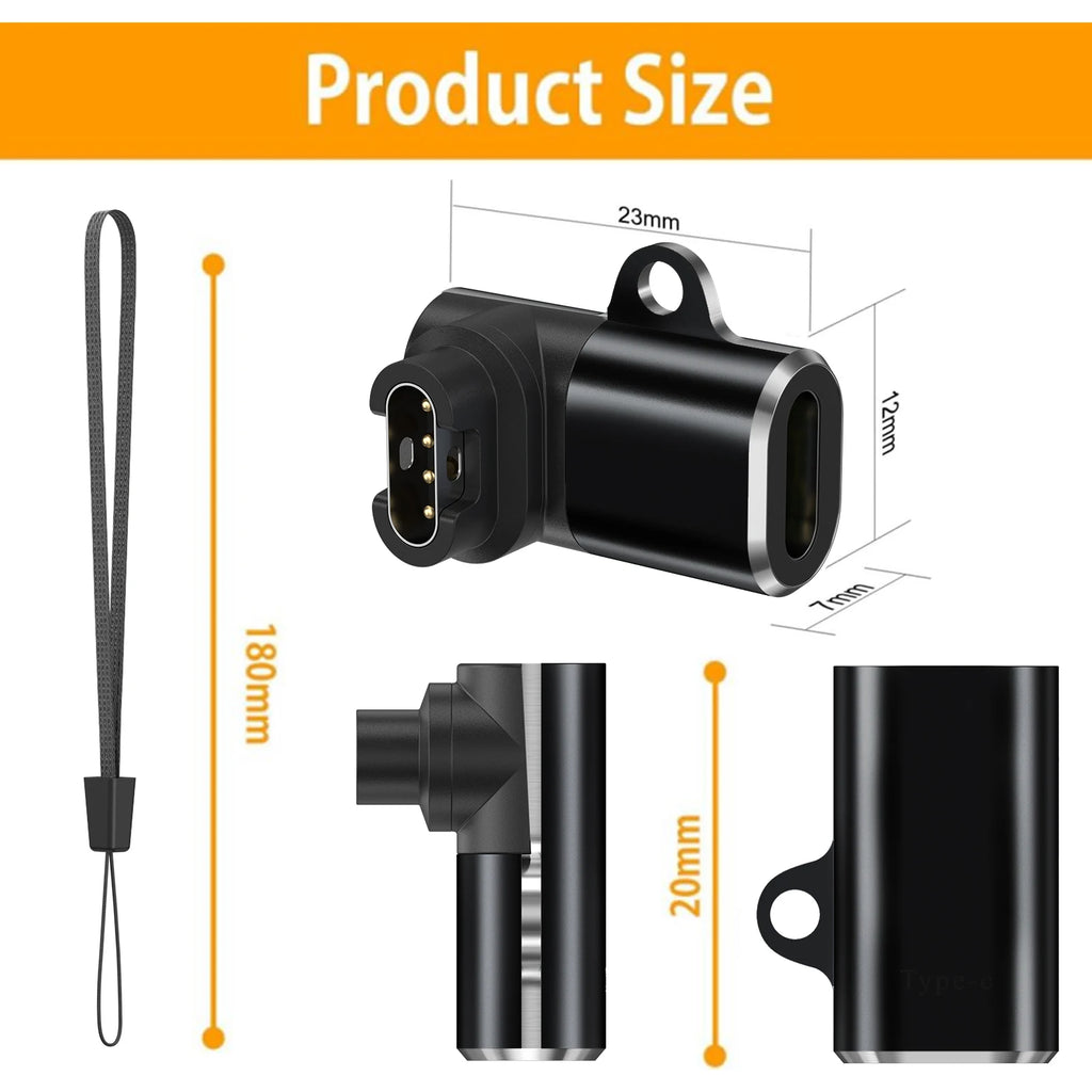 Type C Charger Adapter Converter For Garmin Fenix 7 6 6X 5S 5X Plus/Instinct 2/Venu 2/Vivoactive 4 3/Forerunner 965 955 945 935