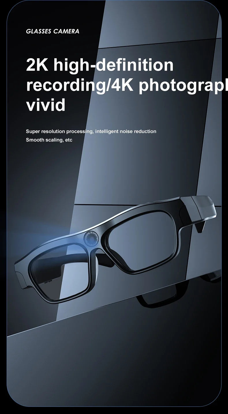 New 2K/4K High-definition Sports Camera Glasses for Video Recording Outdoor Sports Sunglasses with Bluetooth Call Smart Glasses