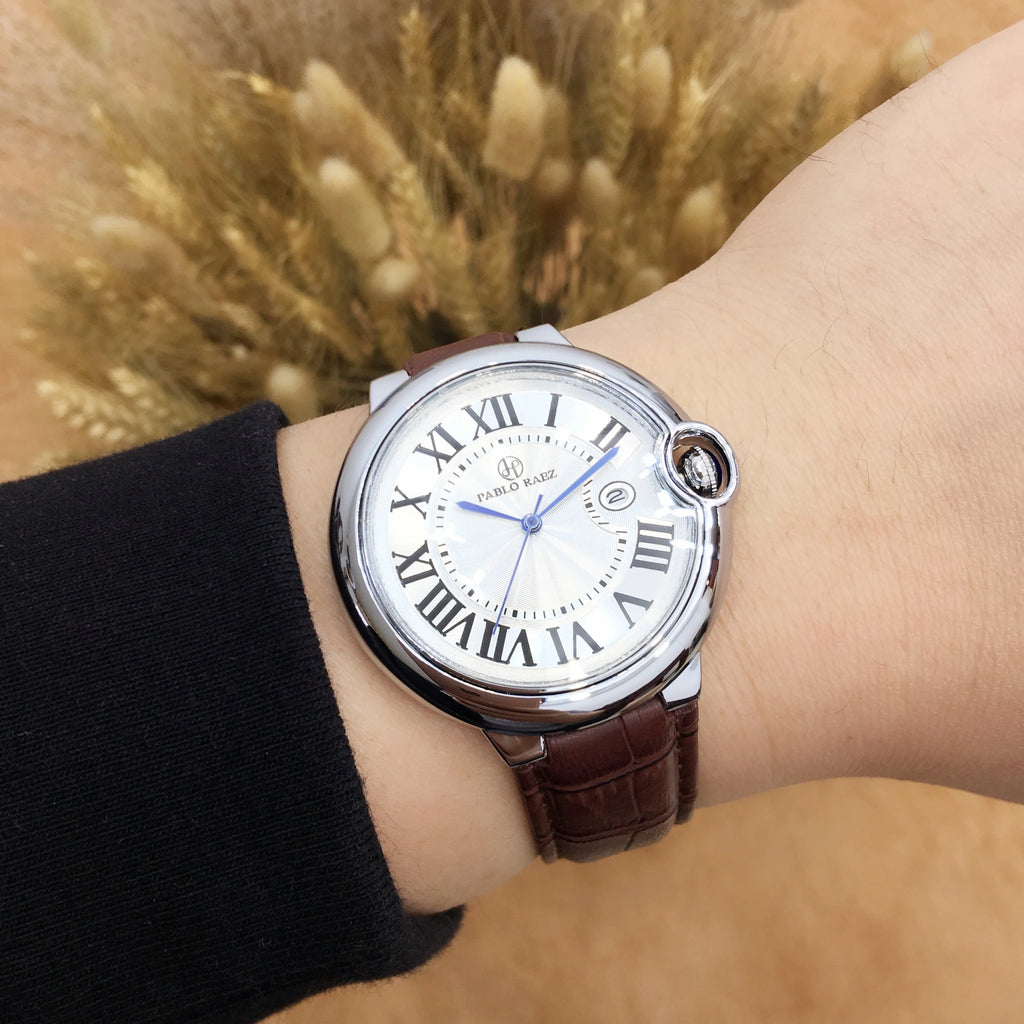 Pablo Raez Couple Watch for Men Women Reloj Mujer Man Quartz Wristwatch Male Simple Leather Strap Ladies Roman Numerals Clock