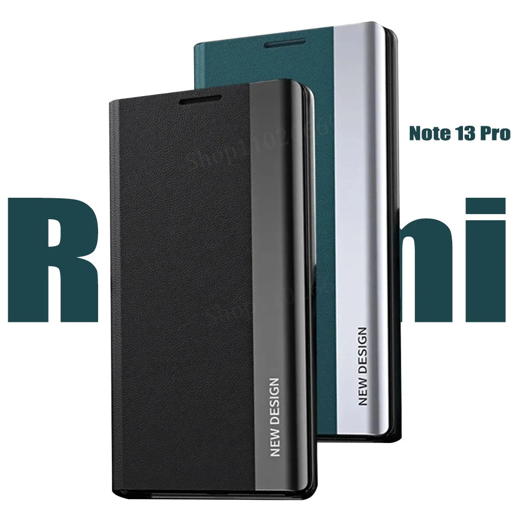 Kickstand Flip Case For Xiaomi Redmi Note 13 14 12 11 11S 10 10S 9 Pro Plus 5G Shockproof Plating Leather Phone Cover Carcasa