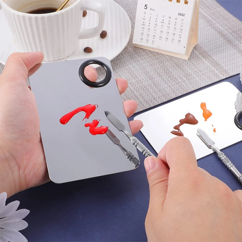 Liquid Foundation Palette Makeup Palette Tray Lipstick Make Up Stainless Steel Ring Makeup Blend Foundation Spatula Palette Tool