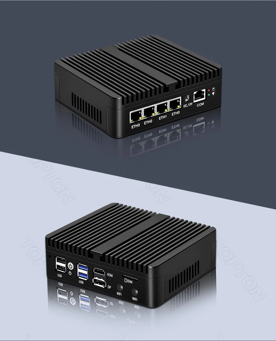 Topton pfSense Firewall Soft Router J6412 N150 N100 4x i226-V 2.5G LAN NVMe Barebone Fanless Mini PC HDMI2.0 DP AES-NI OPNsense