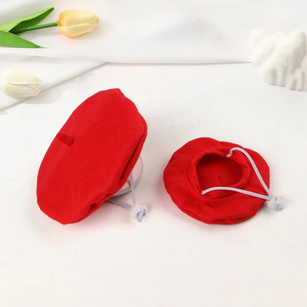 Pet Accessories Cute Cat Beret Hat Fashionable Red Black Cat Sunscreen Hat Breathable Comfortable Cat Dog Caps Outdoor Indoor