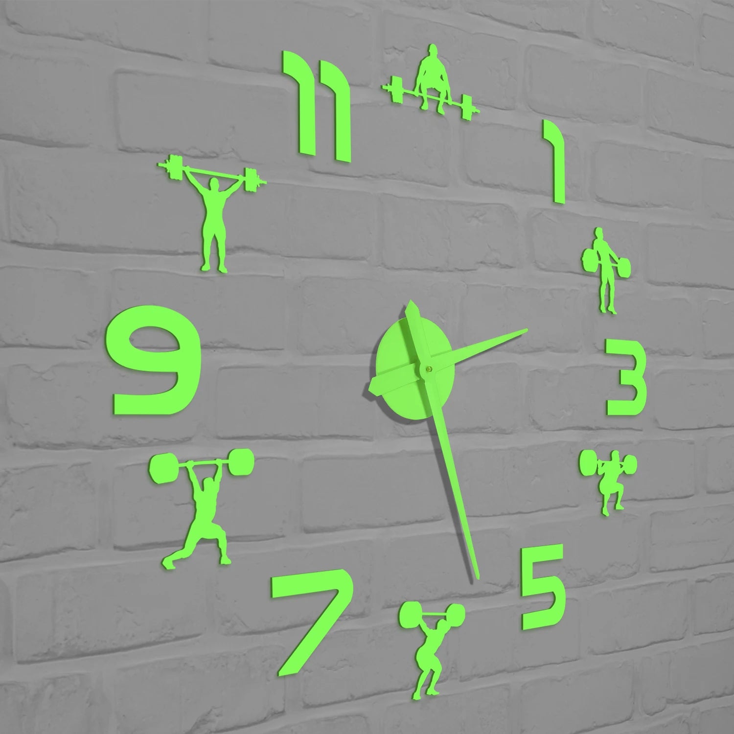 Weightlifting Fitness Room Wall Decor DIY Giant Wall Clock Mirror Effect Powerlifting Frameless Large Wall Clock GYM Wall Watch