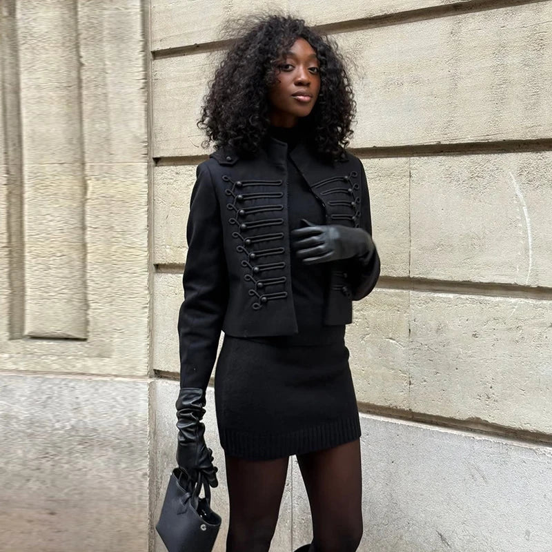 Fashion Women's Jacket O-neck Full Sleeve Single Breasted Female Napoleon Jackets 2026 Spring New Chic High Street Lady Coats