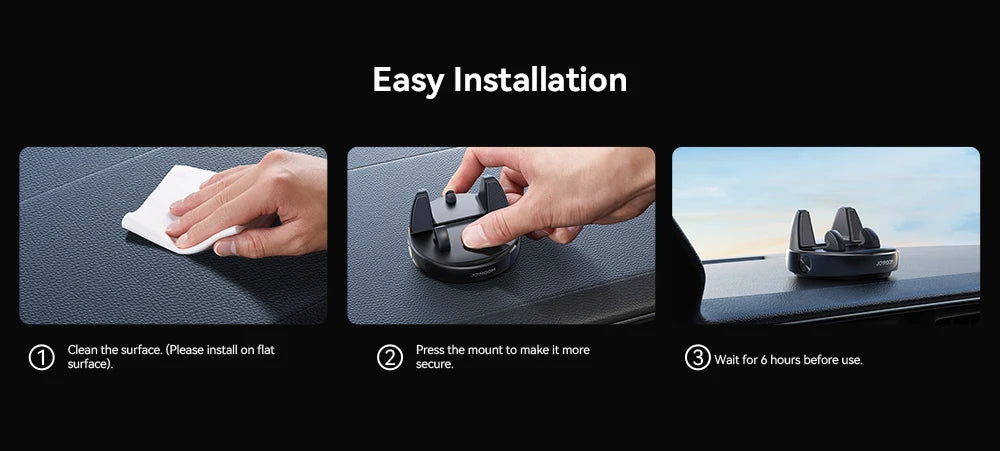 Joyroom Dashboard Car Phone Mount Holder One-Handed Operation Car Navigation Holder For 4.7-7'' Phones 360° Rotation For iPhone