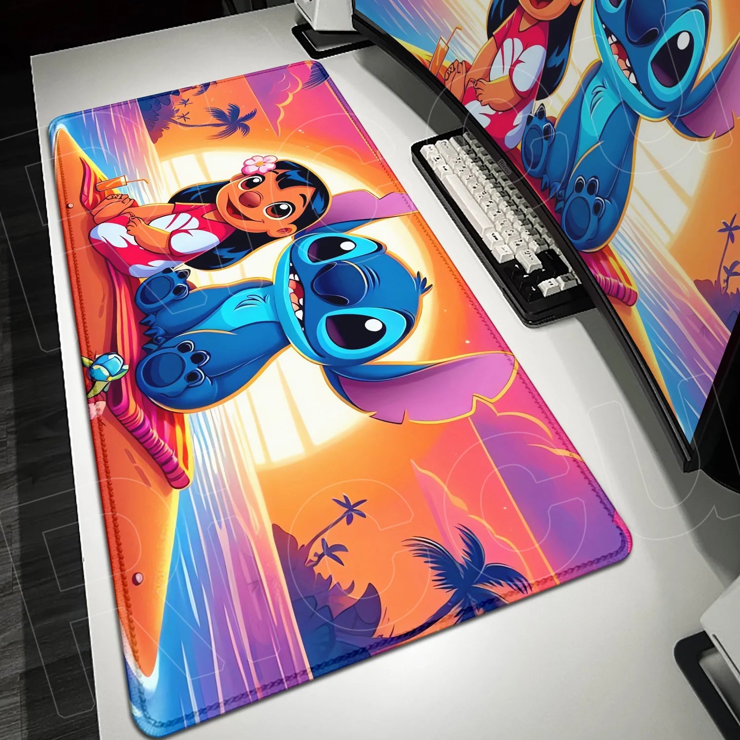 Large Gaming Mice Pad Kawaii Anime Stitch Mousepad Gamer Mausepad XXL Computer Office Speed Deskmat Keyboard Cabinet Accessories