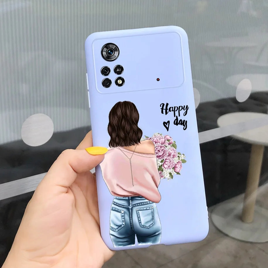 Cute Love Heart Phone Case For Xiaomi Poco X4 Pro 5G Cover Soft Silicone Matte Funda For Xiaomi Poco X4 M4 Pro 4G 5G Bumper 2022