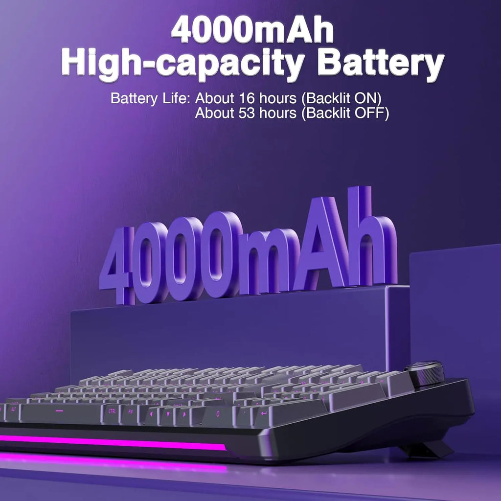 AULA S98pro Wireless Gaming Keyboard BT/USB-C/2.4G PBT Keycaps RGB Hot-swap Esports Mechanical Keyboard with Multi-function Knob