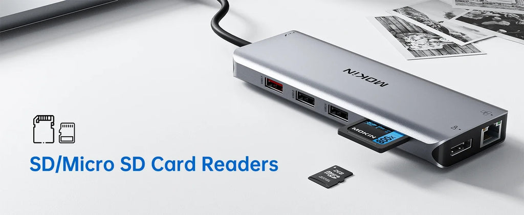 MOKiN USB C HUB 4K60Hz Type C to DP RJ45 SD&TF PD 100W Adapter Dock for MacBook Pro Air M2 M1 3*USB 3.1 10Gbps Splitter usb hub