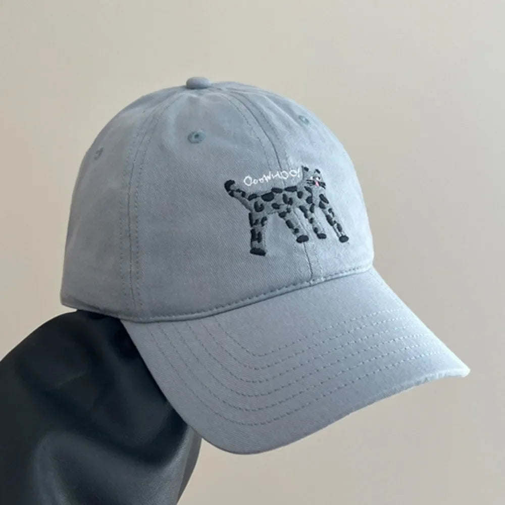 Retro Embroidered Embroidery Baseball Cap Spotted Cat Peaked Cap Letter Baseball Hat Sunscreen Hat Retro Sun Hat Spring Summer