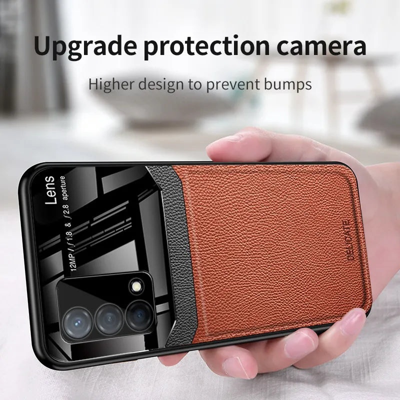 Realme GT Master RMX3363 RMX3360 Case Leather Glass Texture TPU Bumper with Plexiglass Back Cover for Realme GT Master Edition