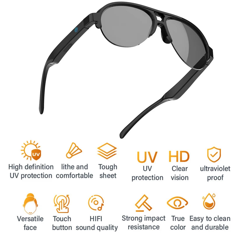Smart F06 Glasses Wireless Bluetooth Sunglasses Built-in Microphone Speakers Touch Bluetooth 5.3 Glasses Can Listen To Music Cal