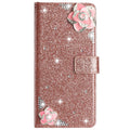 Flash Drill Small Flower Wallet Luxury Glitter Case For iPhone 17 ProMax Air 16 E Pro 15 14 Plus 13 12 Mini 11 Pro Max Cover