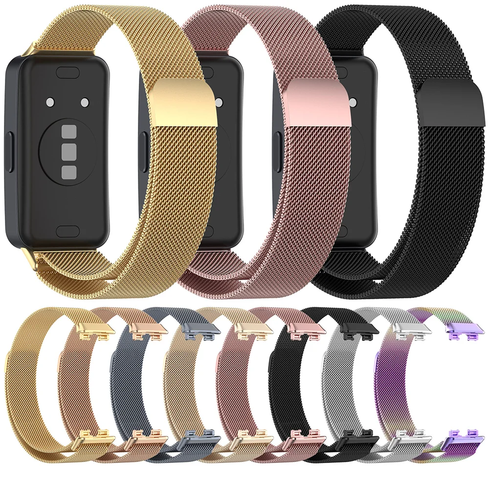 Milanese Loop Strap for Huawei Band 10 9 8 Magnetic Metal Stainless Steel Bracelet Wristband Huawei Band 11/11 Pro Accessories