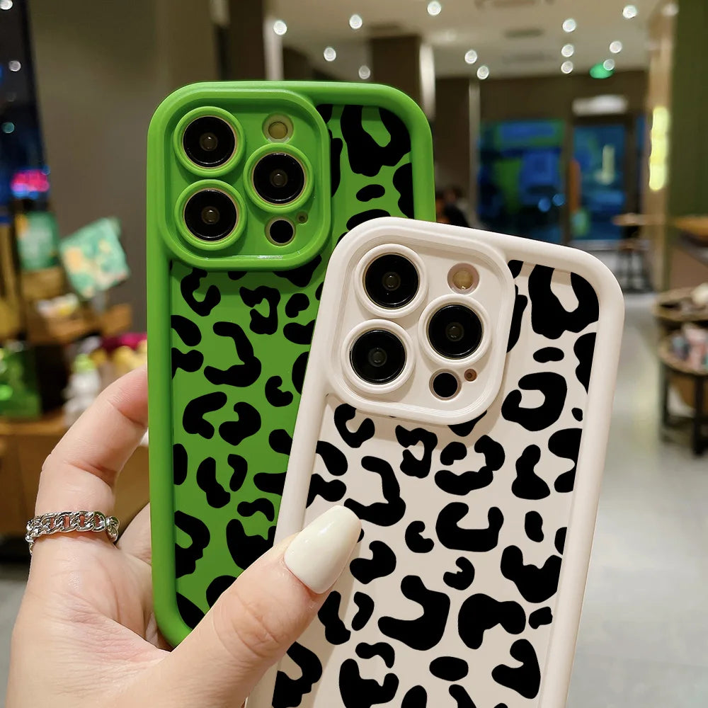 INS Leopard Print Phone Case For iPhone 11 13 12 14 15 16 Pro Max Funda iPhone XR XS Max X 7 8 Plus SE 2020 Silicone Soft Cover