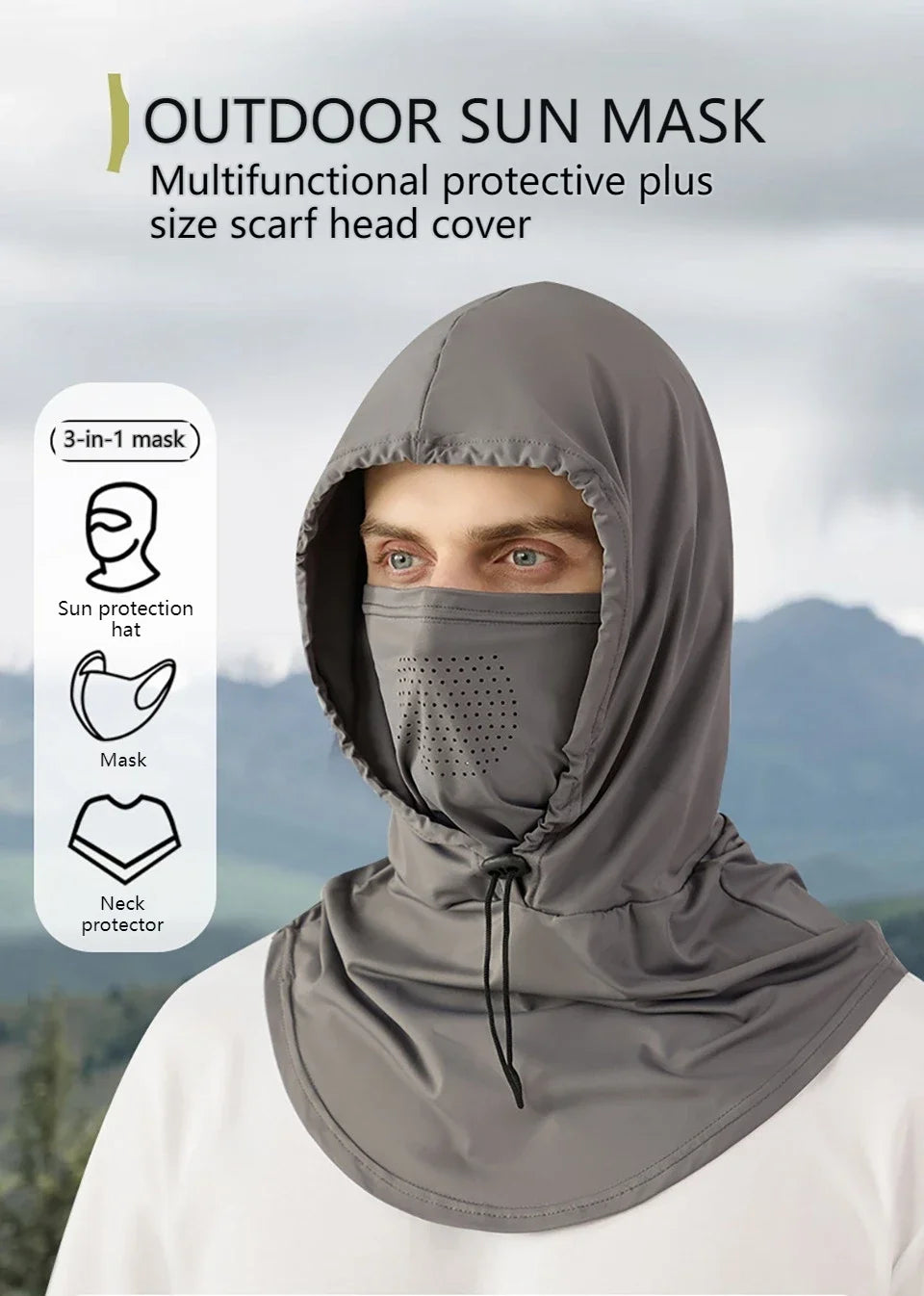 Full Face Mask Sun Protection Windproof Hat Motorcycle Riding Sports Cap Neck Protect Outdoor Sunscreen Breathable Fishing Mask