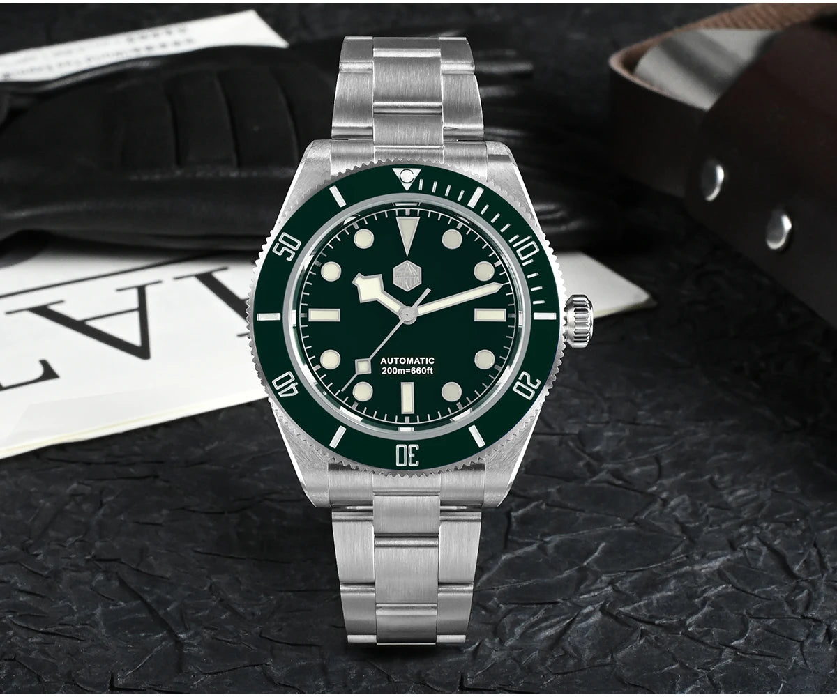 San Martin 40mm Vintage Diver Luxury Men Wristwatch Brand Classic BB58 PT5000 Automatic Mechanical Watches Sapphire 20Bar SN0008