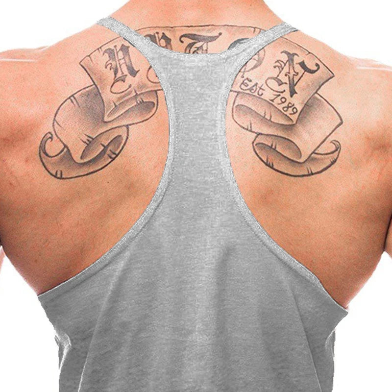 Men's Summer Running Vest Poure Cotton Sleeveless Shirt Loose Fitness Stringer Gym Workout Sports Apparel  Breathable Tank Tops