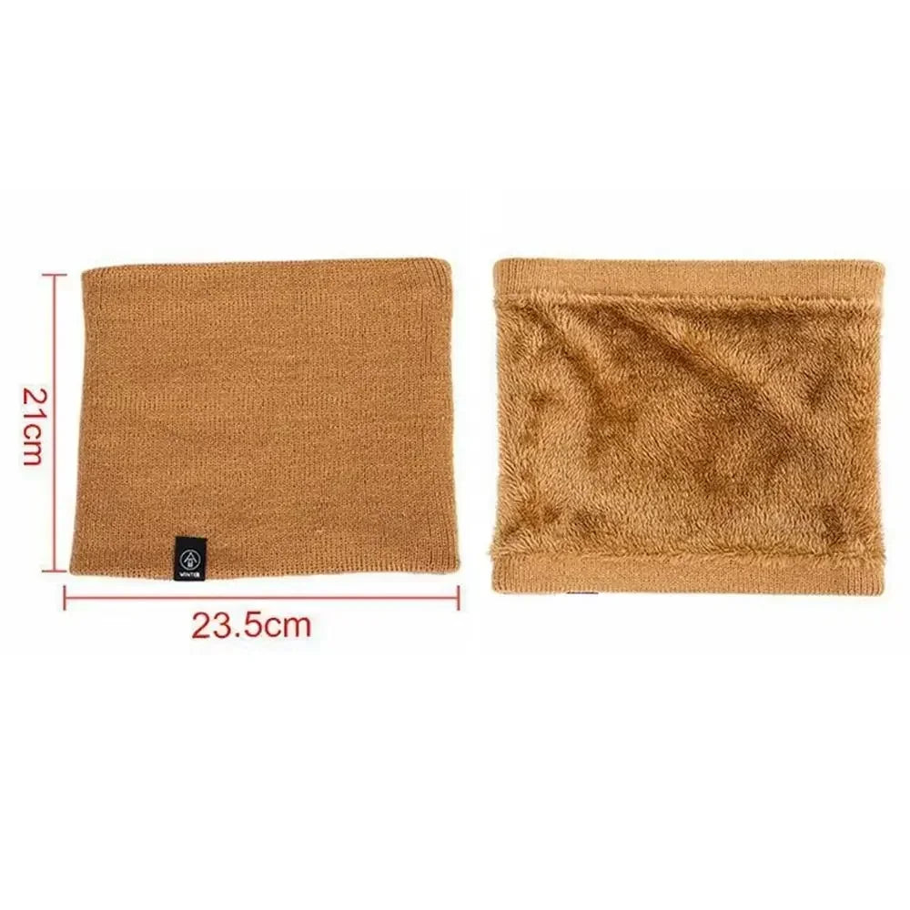 Unisex Solid Warm Winter Ring Scarf Women Men Plus Velvet Knitted Full Face Mask Snood Neck Scarves Bufanda Thick Muffler