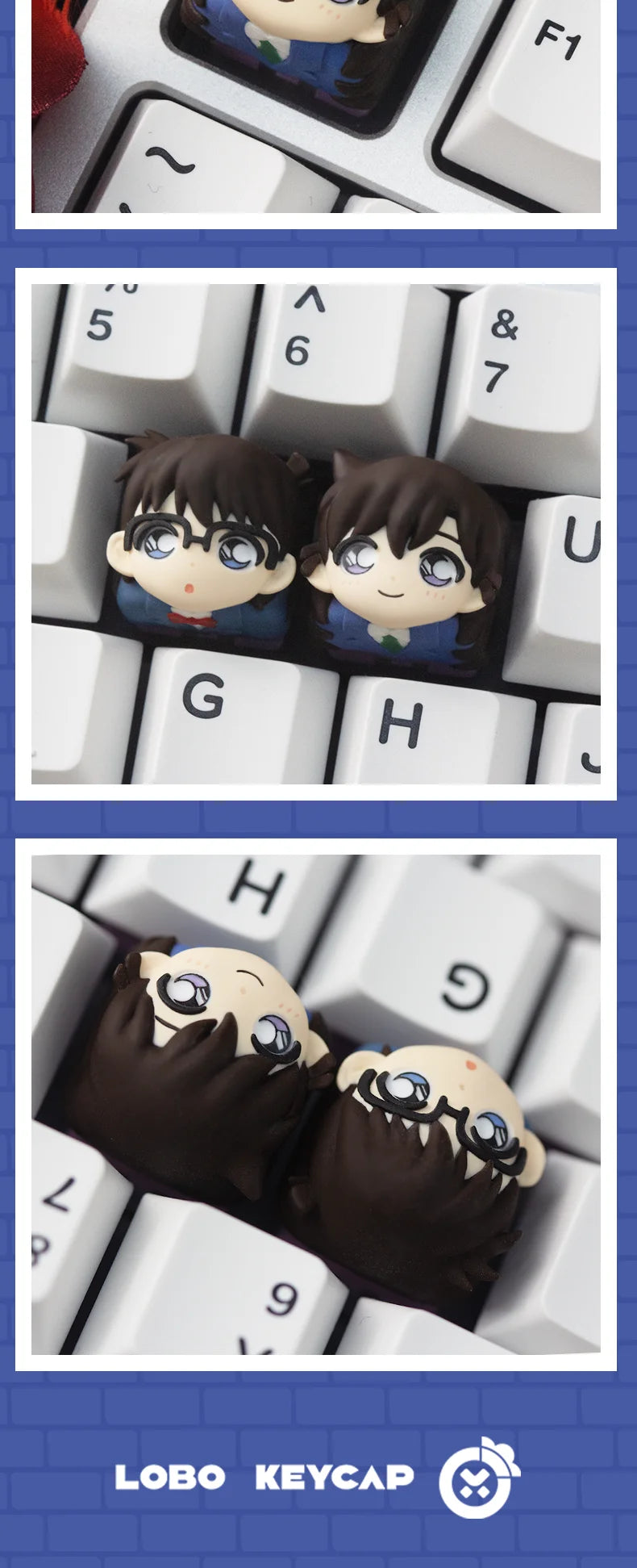 Detective Conan Anime Theme Keycaps 1pcs Conan Mouri Ran Anita Hailey Character Keycaps Personality Resin Mechanical Keycaps ESC