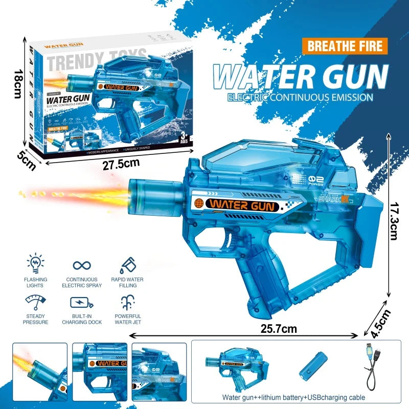 Summer Outdoor Shooting Game Toys for Kids Battery Powered Electric Water Gun Transparent  Children Automatic Water Spray Guns