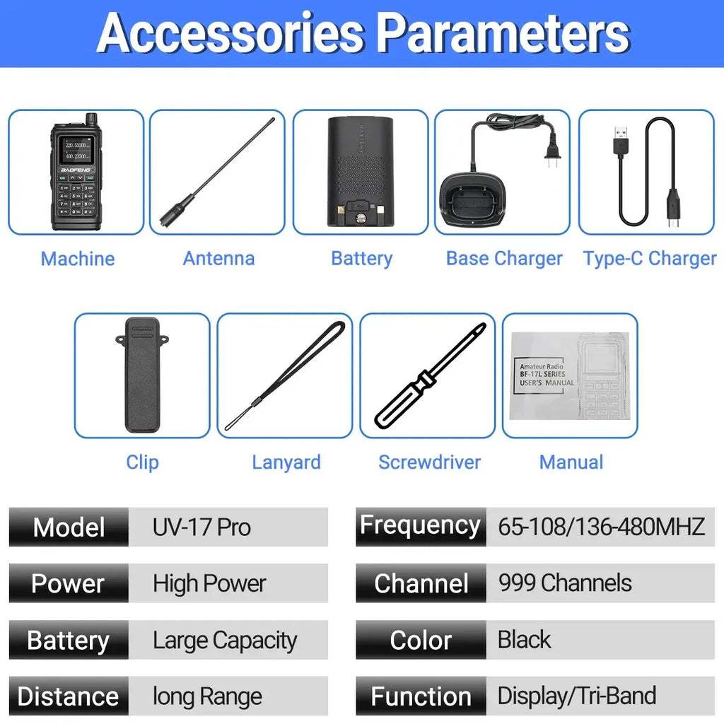Baofeng UV 17 Pro Wireless Copy Frequency Walkie Talkie 16 KM Long Range Flashlight Type-C Charger Ham Radio UV 17 Pro L K5 5R