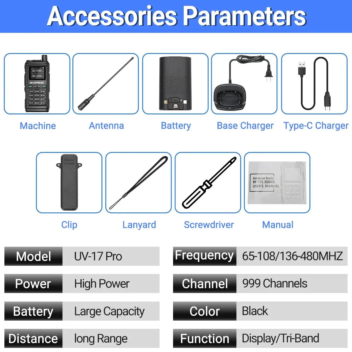 Baofeng UV 17 Pro Wireless Copy Frequency Walkie Talkie 16 KM Long Range Flashlight Type-C Charger Ham Radio UV 17 Pro L K5 5R