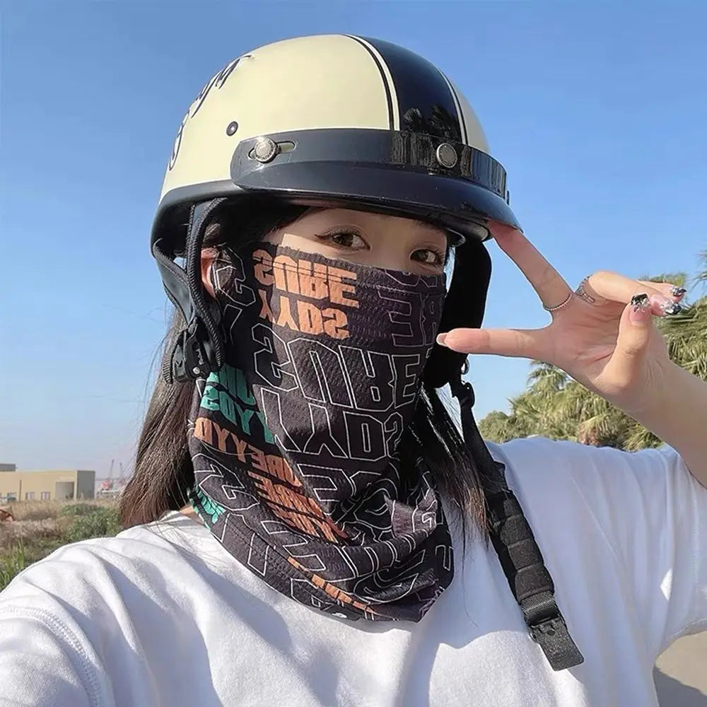 Anti-UV Sunscreen Face Mask Thin Sleeves Breathable Half Face Cover Summer Ice Silk Sunscreen Sleeves Cycling Bike Motorcycle