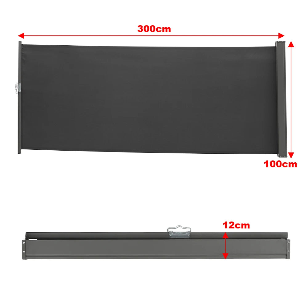 3M outdoor terrace railing side awning retractable side awning, balcony privacy sunshade screen sunscreen and windproof