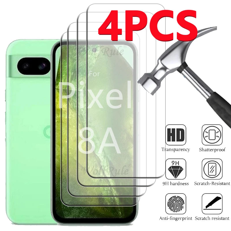2/4 Pcs For Google Pixel 8A Glass Google Pixel 8A Glass 9H Clear Cover Screen Protector Google Pixel 8A 8 Pro 6A 7A 7 Lens Glass