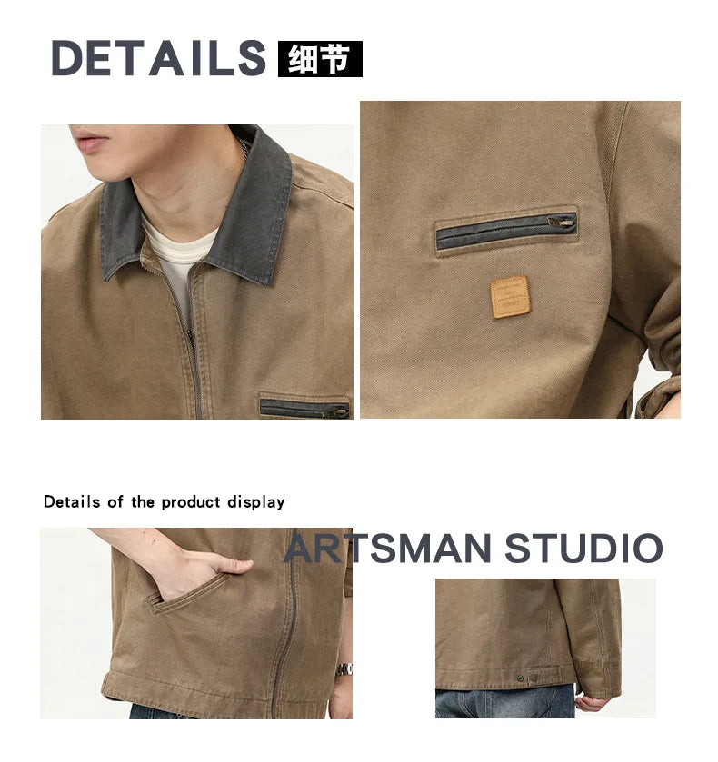 Men's fashion brand wash to do old American vintage cargo jacket high-grade fashion coat