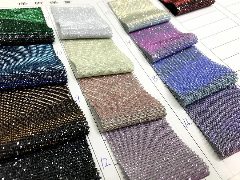 Colorful Blue Gradient Glitter Fabric Elastic Knitting By The Meter for Clothes Performance Dress Diy Sewing Designer Cloth Gold