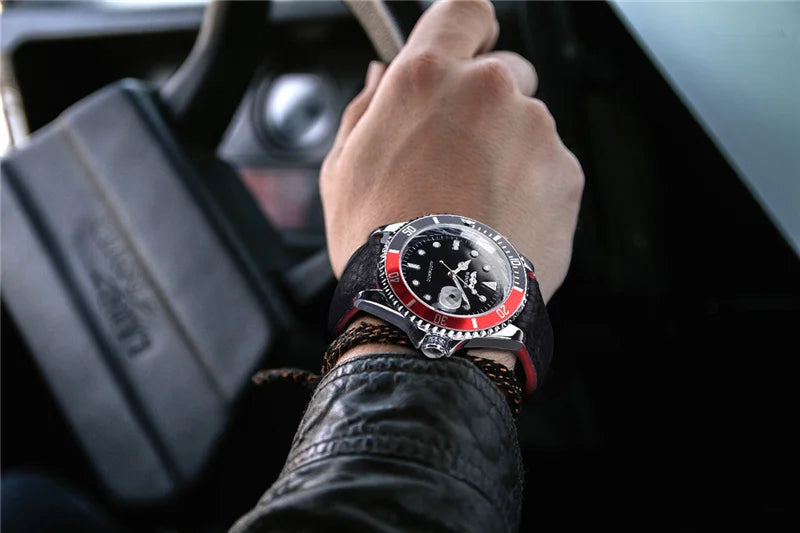 WINNER 002 Fashion Men's Mechanical Watch Luxury Style Calendar Night Light Business Black White Classic Men's Automatic Watch