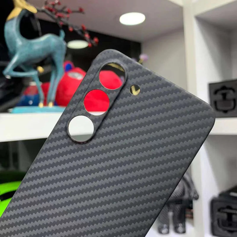 Case for Samsung Galaxy S23 S23+ Plus 600D Real Carbon Fiber Aramid Cell Mobile Phone Protective Cover Protection Shell