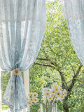 1pc French light luxury bay window small fresh window screen sunscreen short curtain semi-shading through the rod