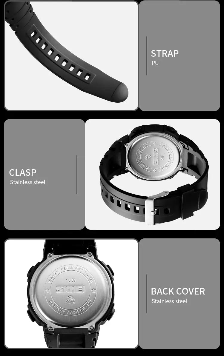 Skmei Led Light Display Chrono Digital Sport Watches Mens 10bar Top Waterproof Wristwatch 10 Year Battery Life Alarm Date Clock